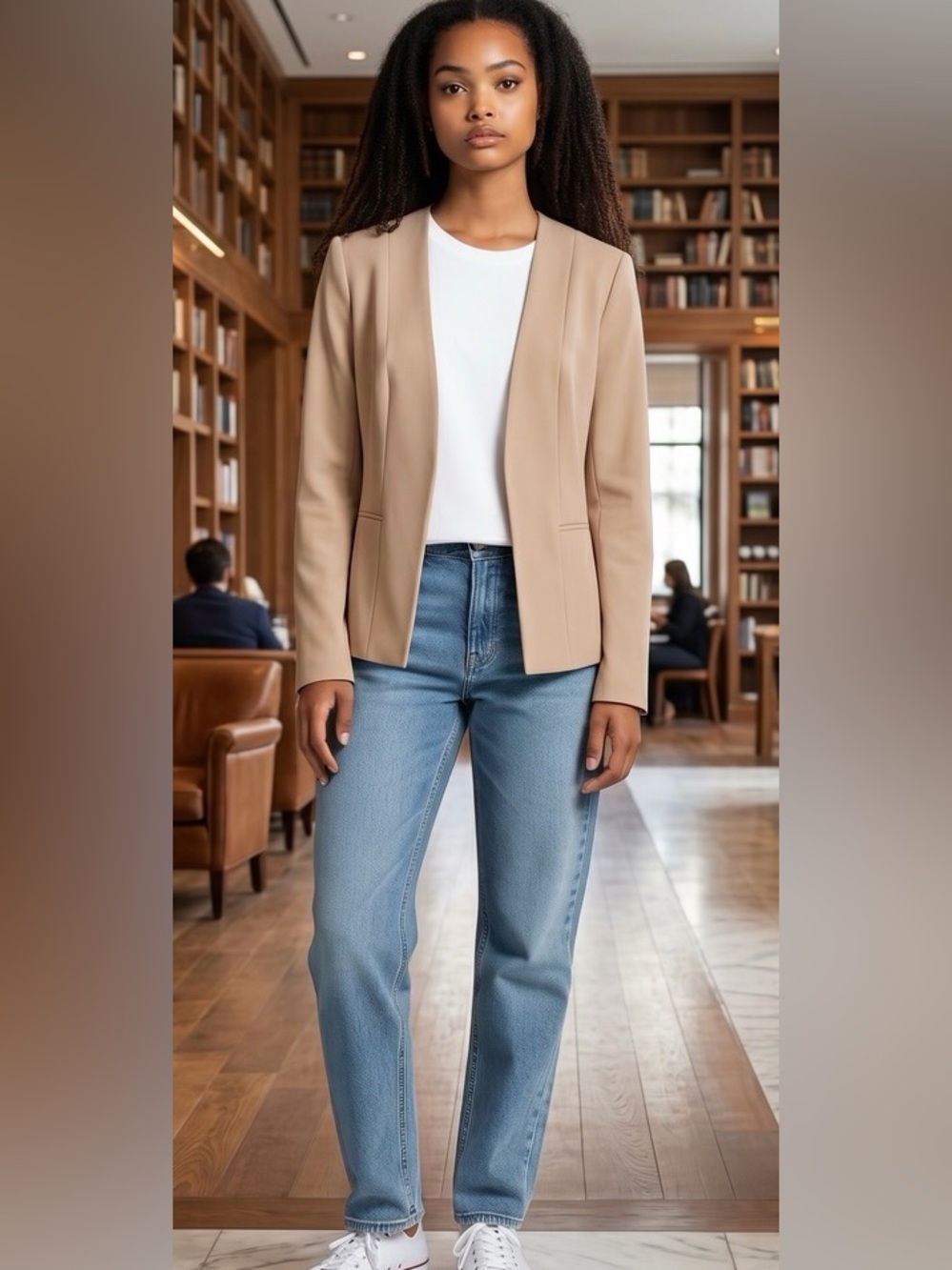 Taupe Open-Front Blazer